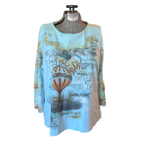 Women's Katina Marie Top Size L Blue Multi-color